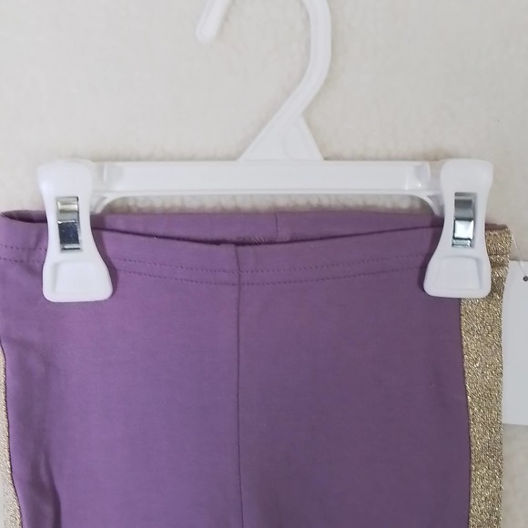 OshKosh‎ Cotton Blend Leggings Size 24m Lavender, w/ Gold Shimmer Racer Stripe - Picture 10 of 11